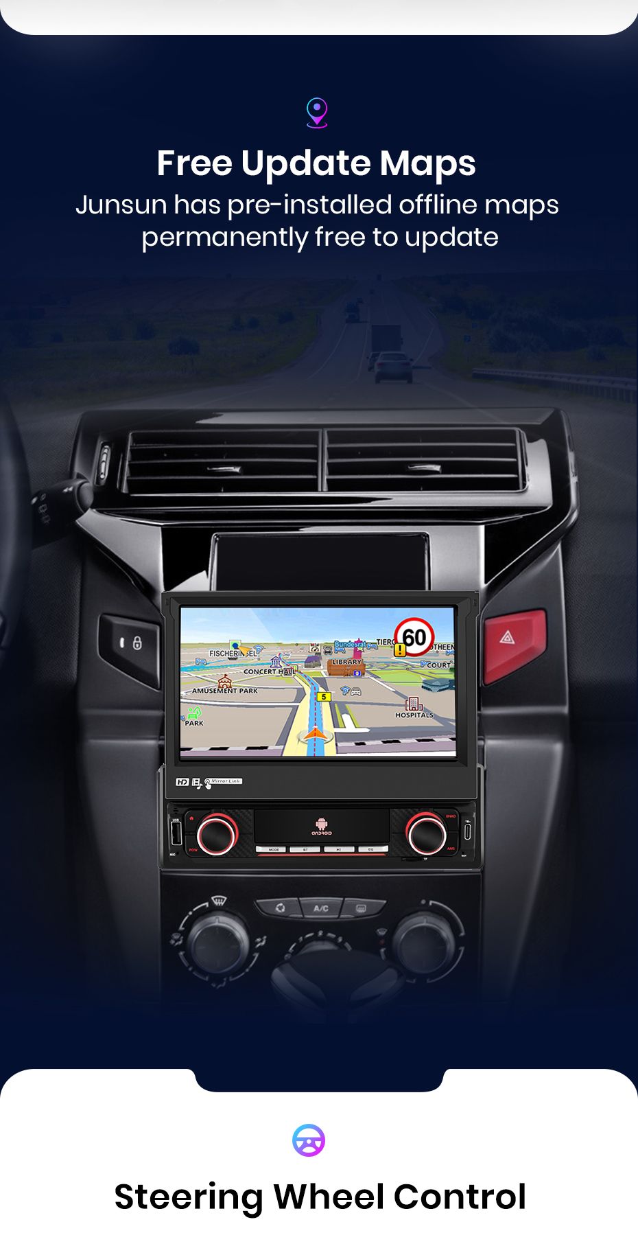 Rádio 1din 7" android 2/32Gb universal Carplay gps wifi Bluetooth_4