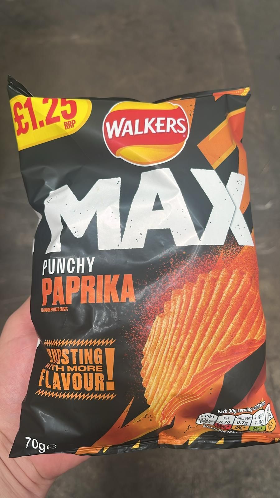 Walkers max paprika pm £1.25 70g BBE 22/09/24  _0