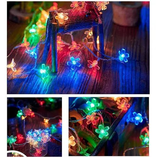 Quace Fairy String Lights - Multi Colour Silicone Blossom Flower, 16 LED, 3 m, Series Lights For Festival, Diwali Home Decoration, 1 pc_1