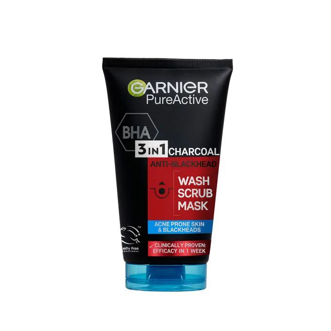 Garnier Pure Active 3 In1 Charcoal Anti Blackhead Mask Wash Scrub 150ml- powered by salicylic acid & purifying charcoal_2