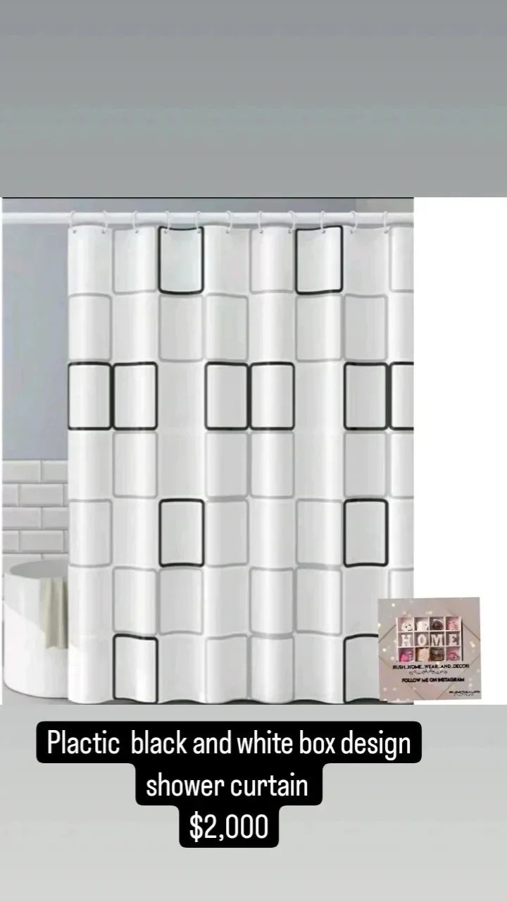 Black and white pattern Plastic Shower Curtain _0