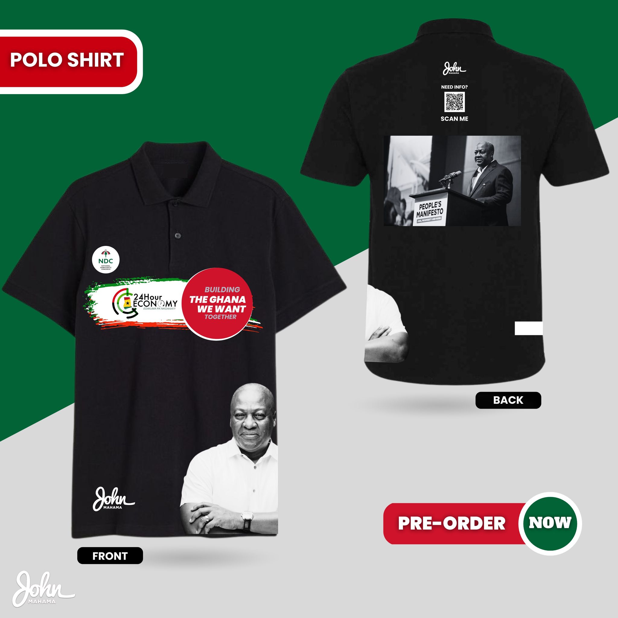 Black Polo Shirt with White Banner_0