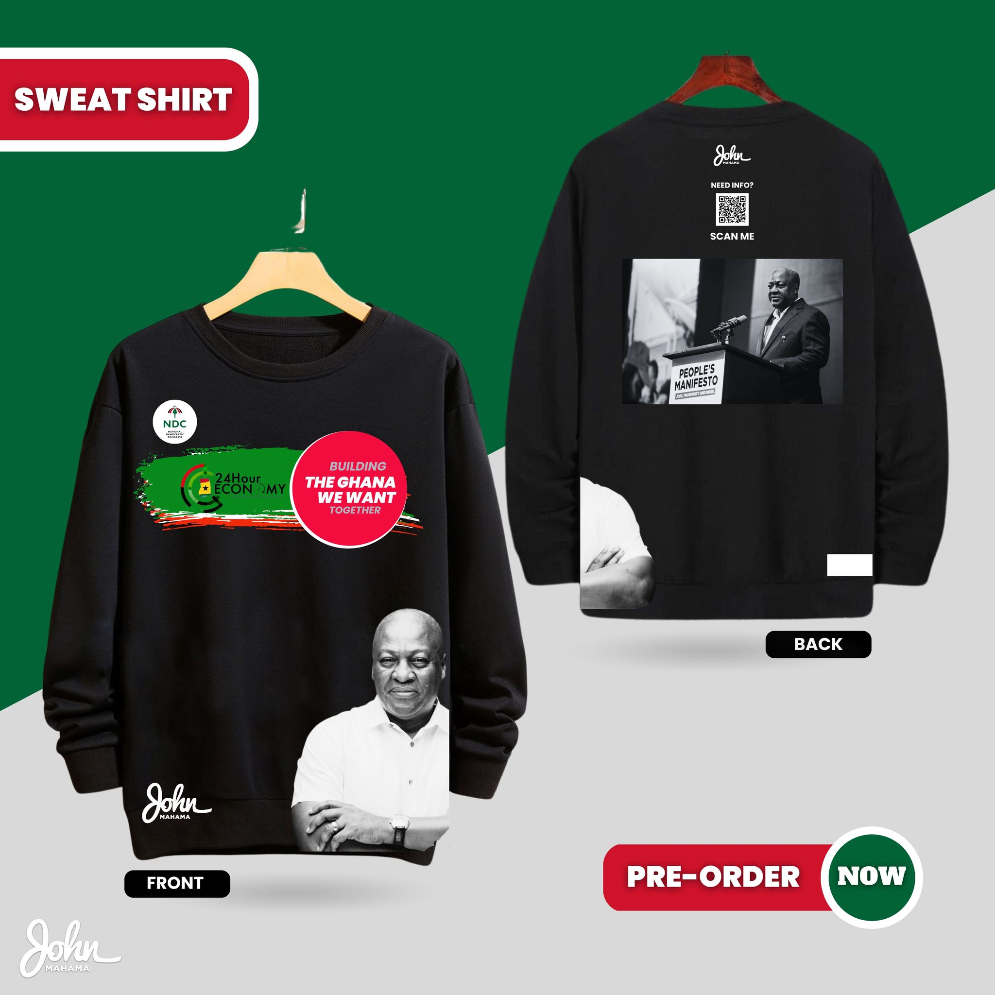 Black Sweatshirt with Green Banner_0