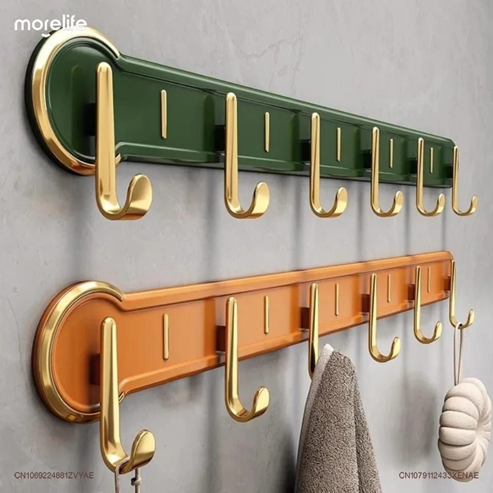 Wall-Mounted Hanging Rack with 6 Wall Hooks _0