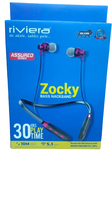 Riviera Zocky Neckband 30 Hrs PlayTime - Assorted Color With 6 Month Limited Warranty_1