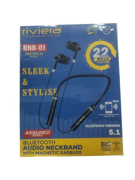 Riviera RNB-01 Neckband 22 Hours Music Playtime - Assorted Color With 6 Months Limited Warranty_1