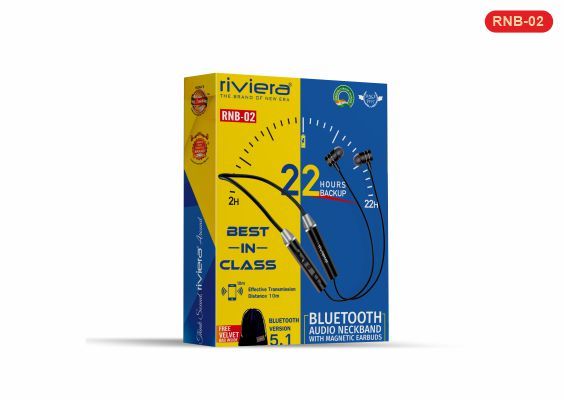 Riviera RNB-02 Neckband 22 Hours Music Playtime - Assorted Color With 6 Months Limited Warranty_1