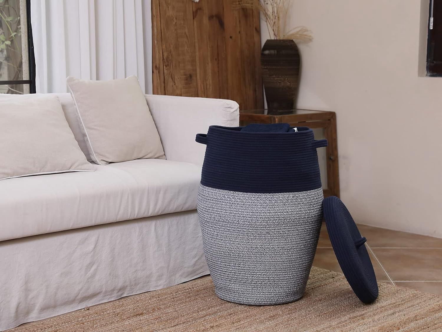 Cotton Rope Basket with Lid _0