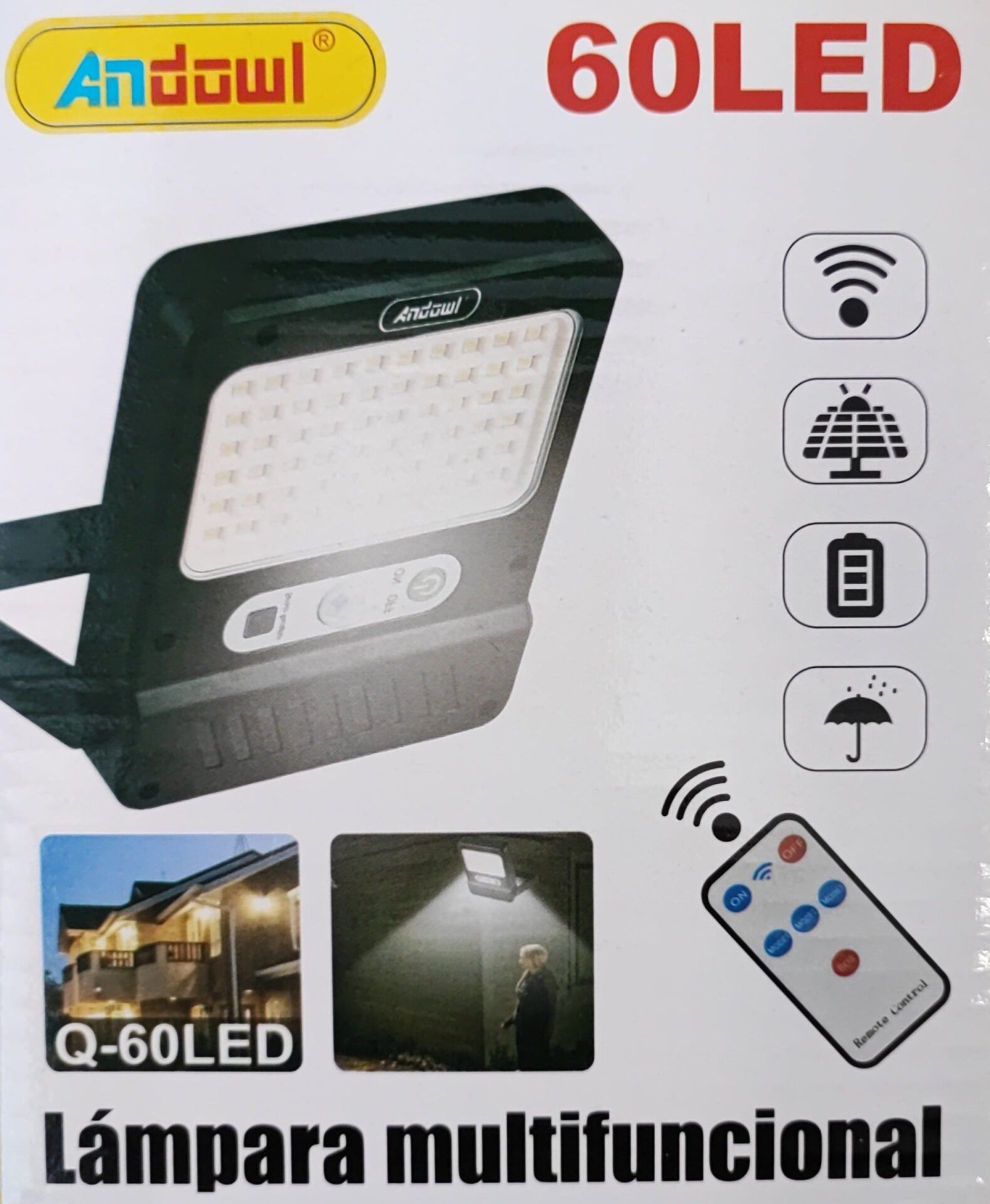 Andowl Q-60 60LED Remote Solar Motion Wall Light_0