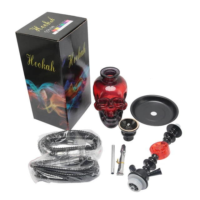 4 colors hookah glass shisha set custom wholesale chicha complet sheesha aluminium alloy 2 hose hookah_2