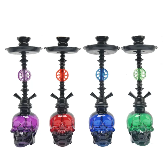 4 colors hookah glass shisha set custom wholesale chicha complet sheesha aluminium alloy 2 hose hookah_1