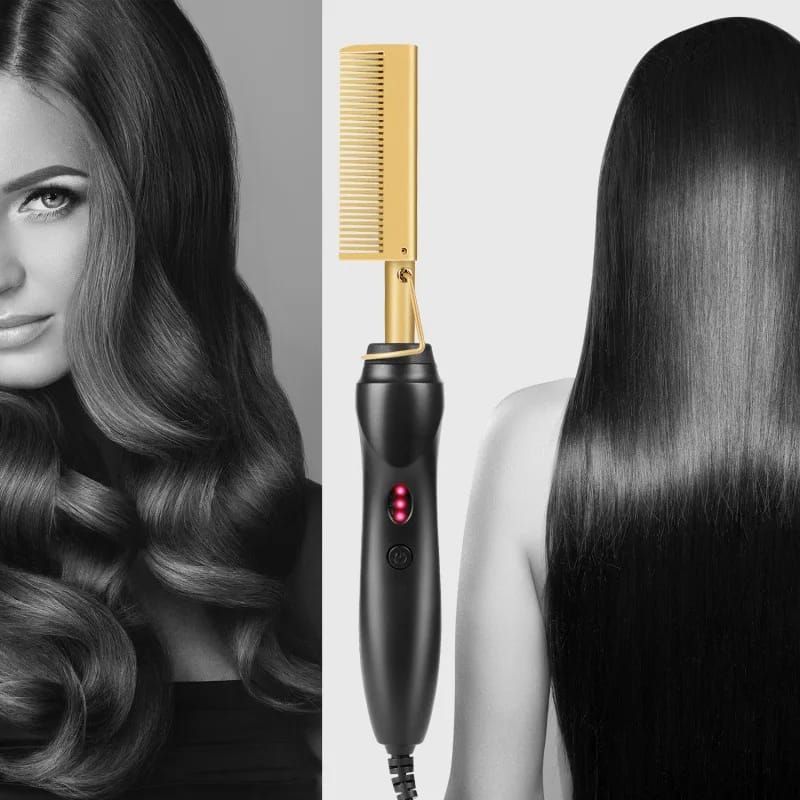 Electric hair  straightening & curling hot comb _0