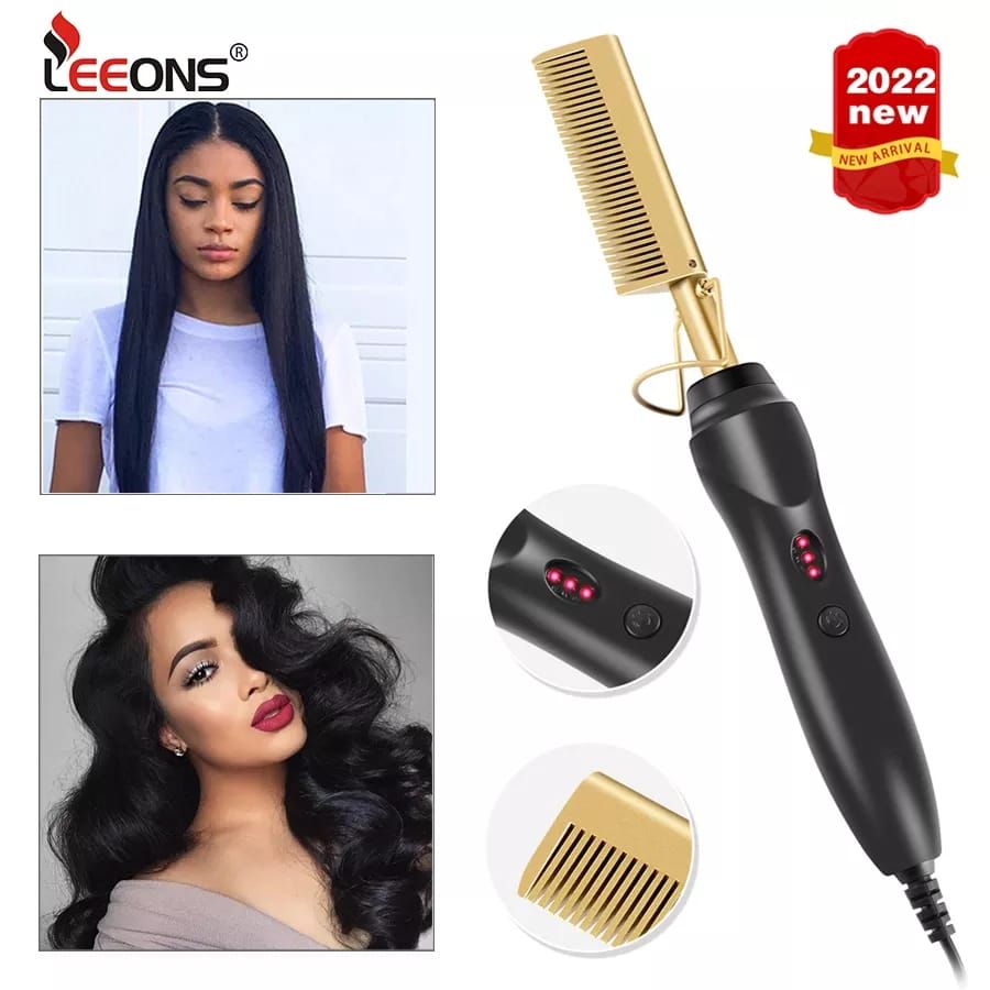 Electric hair  straightening & curling hot comb _3