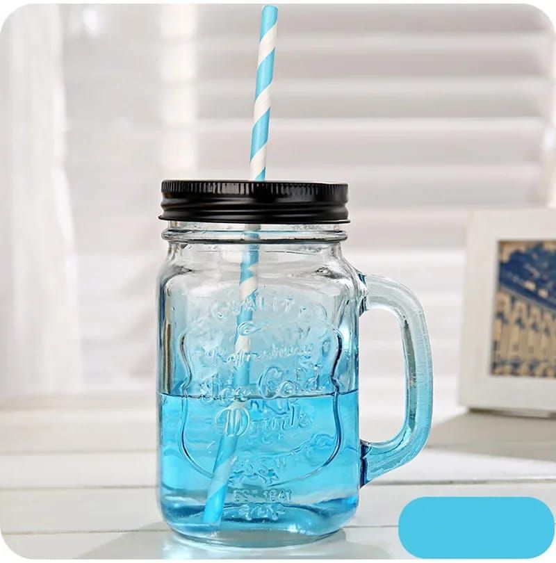 Mason jar with lid and straw _3