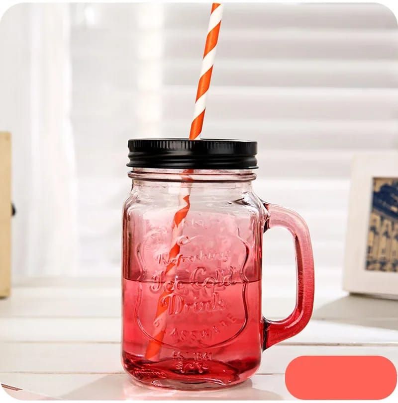 Mason jar with lid and straw _4