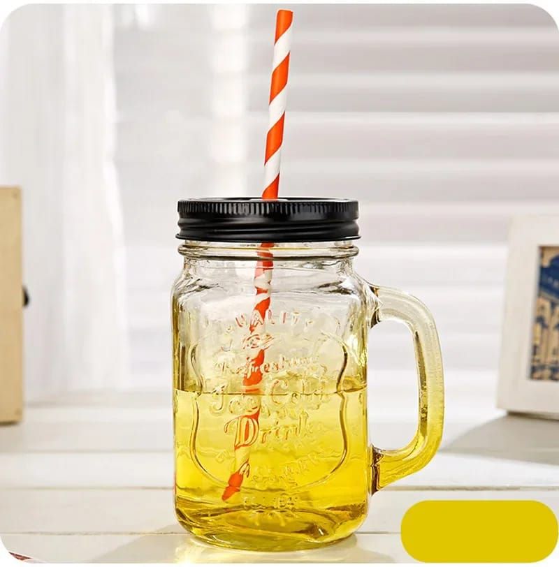 Mason jar with lid and straw _2