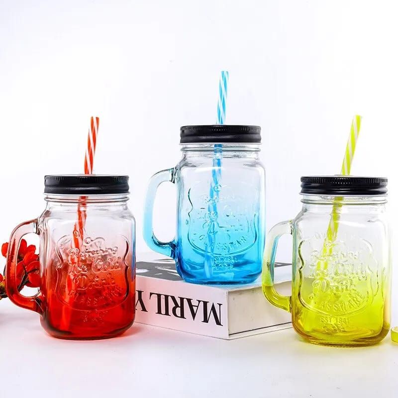 Mason jar with lid and straw _0