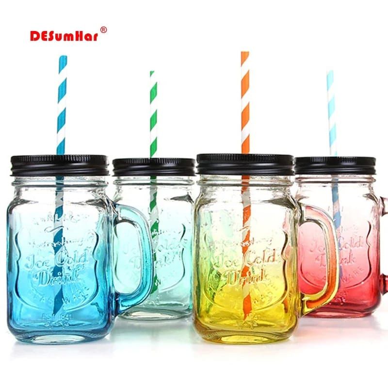 Mason jar with lid and straw _6