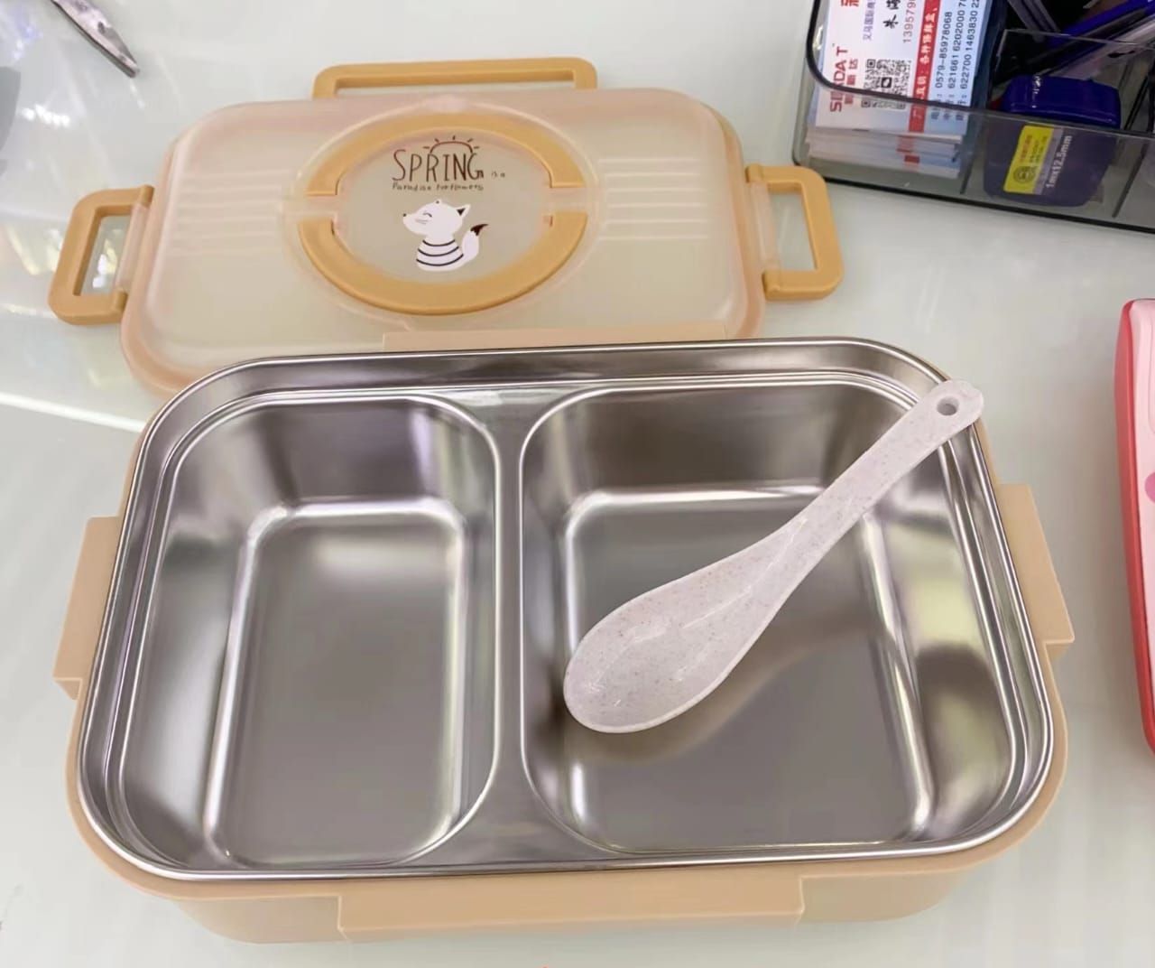 Bento lunch box with 2 compartment and soup container _1