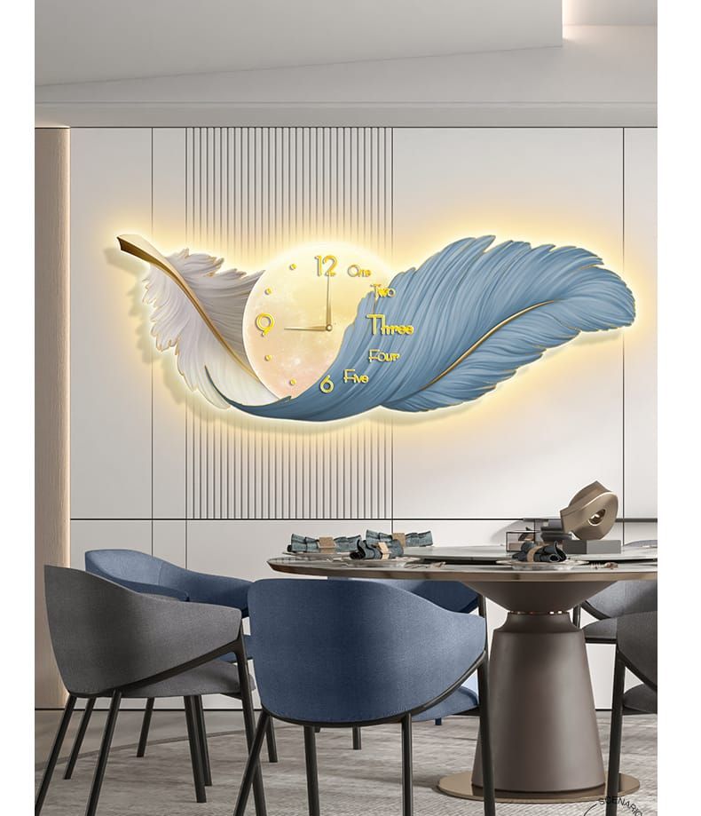 Feather wall hanging clock_0