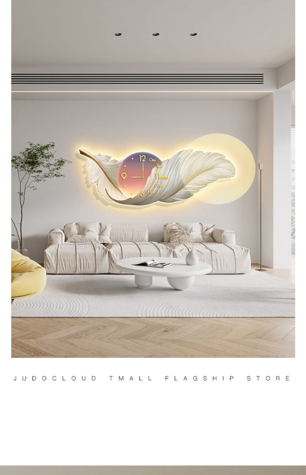 Feather wall hanging clock _0