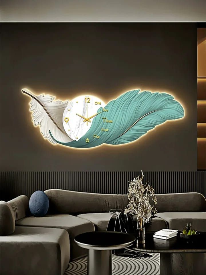 Feather wall hanging clock_0