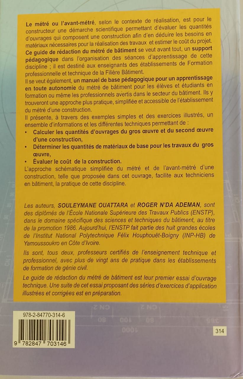 GUIDE DE RÉDACTION MÉTRÉ DE BÂTIMENT (Editions Eburnie) - Filière BÂTIMENT_1