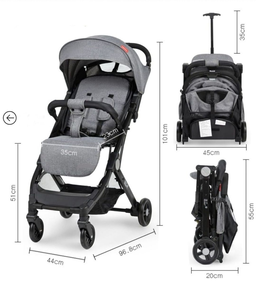 One hand Lightweight Stroller-Grey-Blue-Black_3