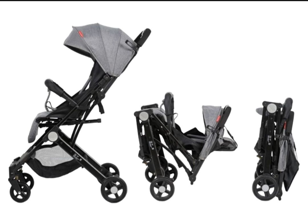 One hand Lightweight Stroller-Grey-Blue-Black_4