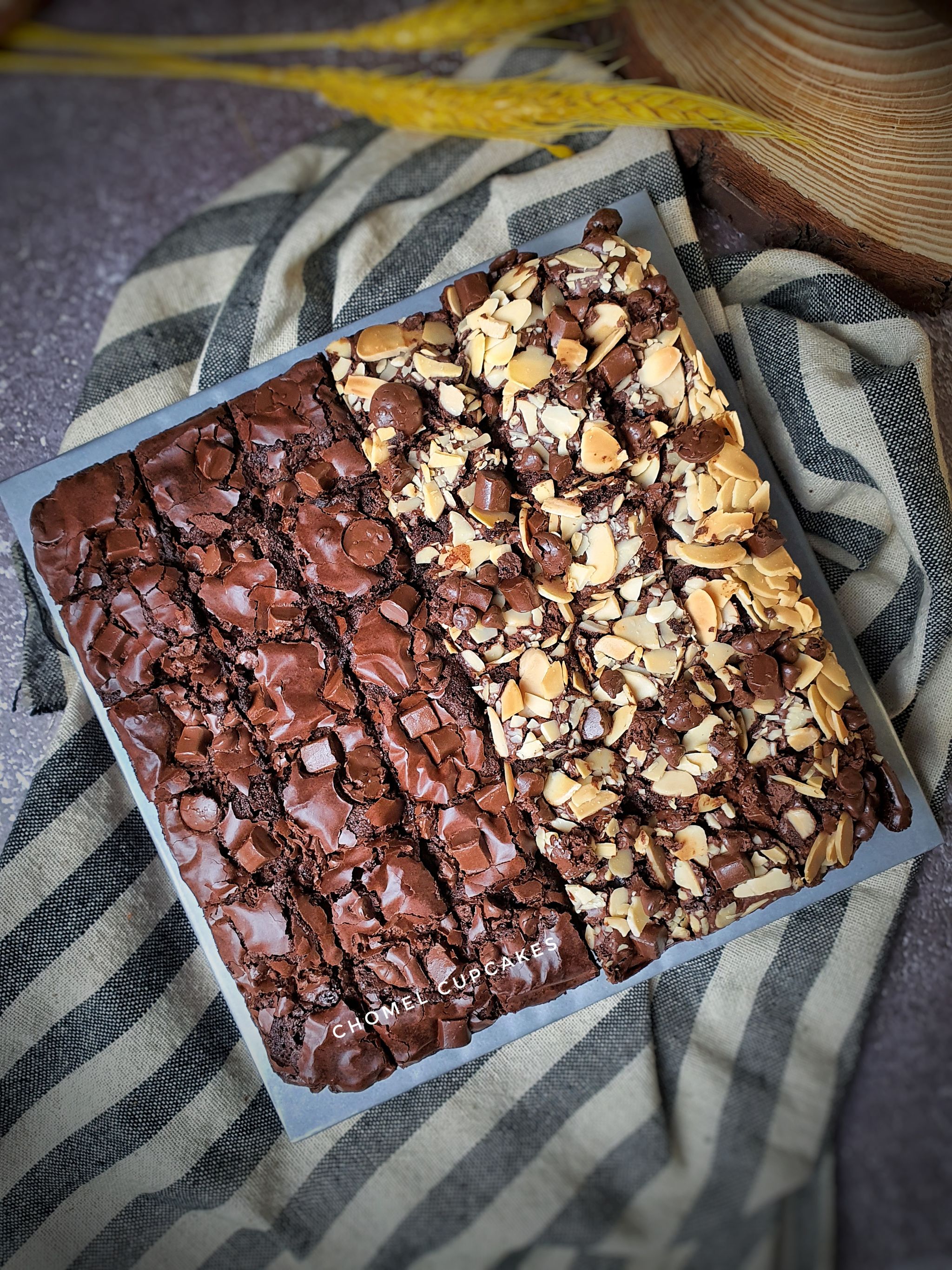 Fudgy Brownies with Half Almond Half Choc Chips _8