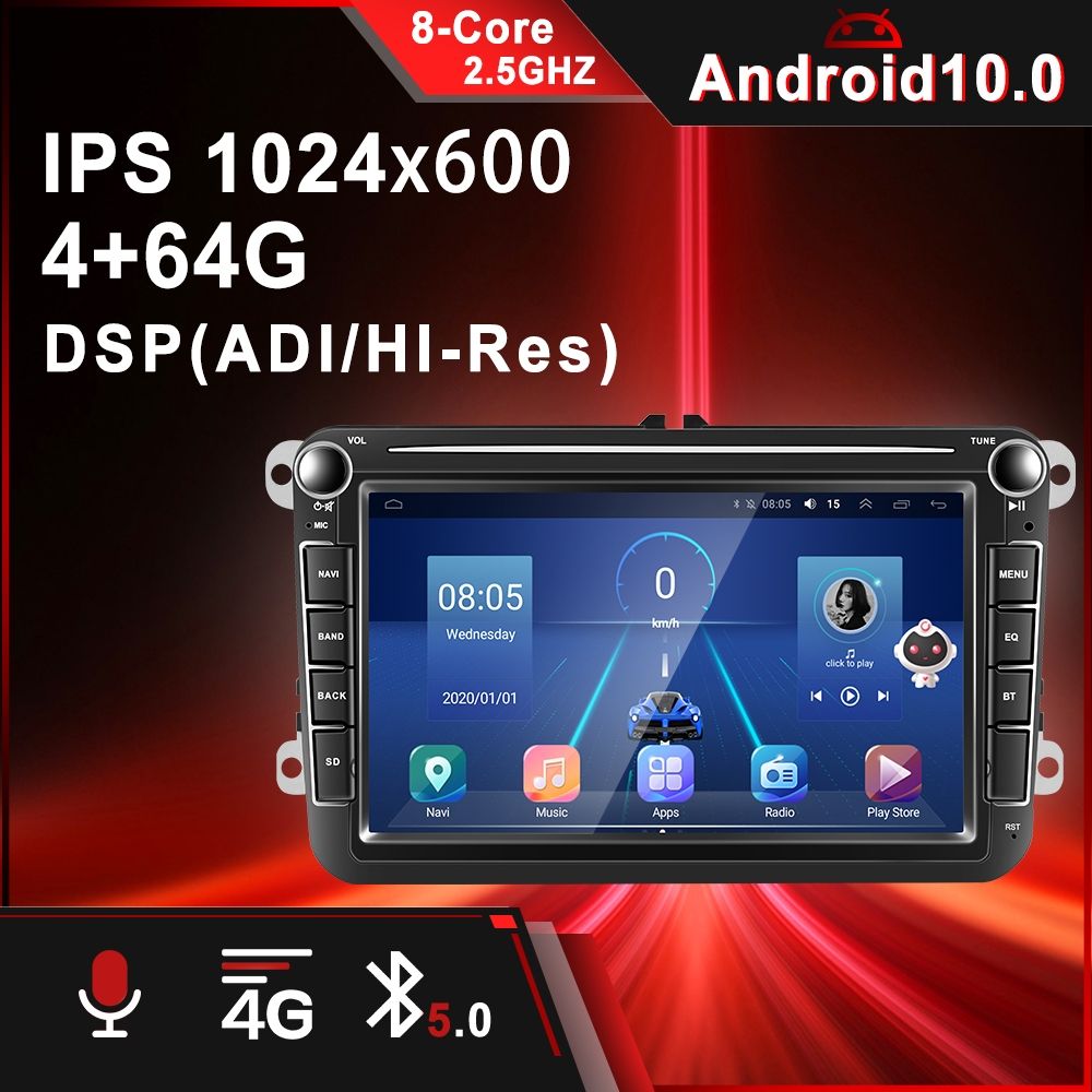 Rádio android 13 Volkswagen 4/64GB 8Core 4G CARPLAY WIFI GPS_5
