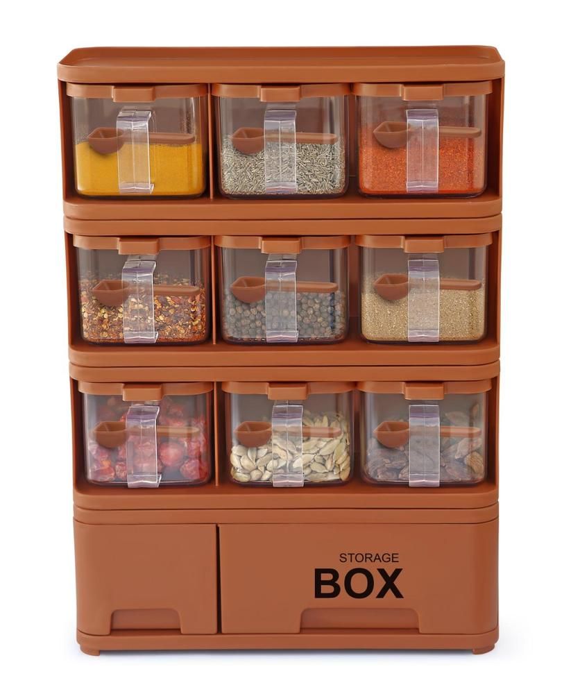 9 in 1 Spice Jars With Additional Storage Box_2