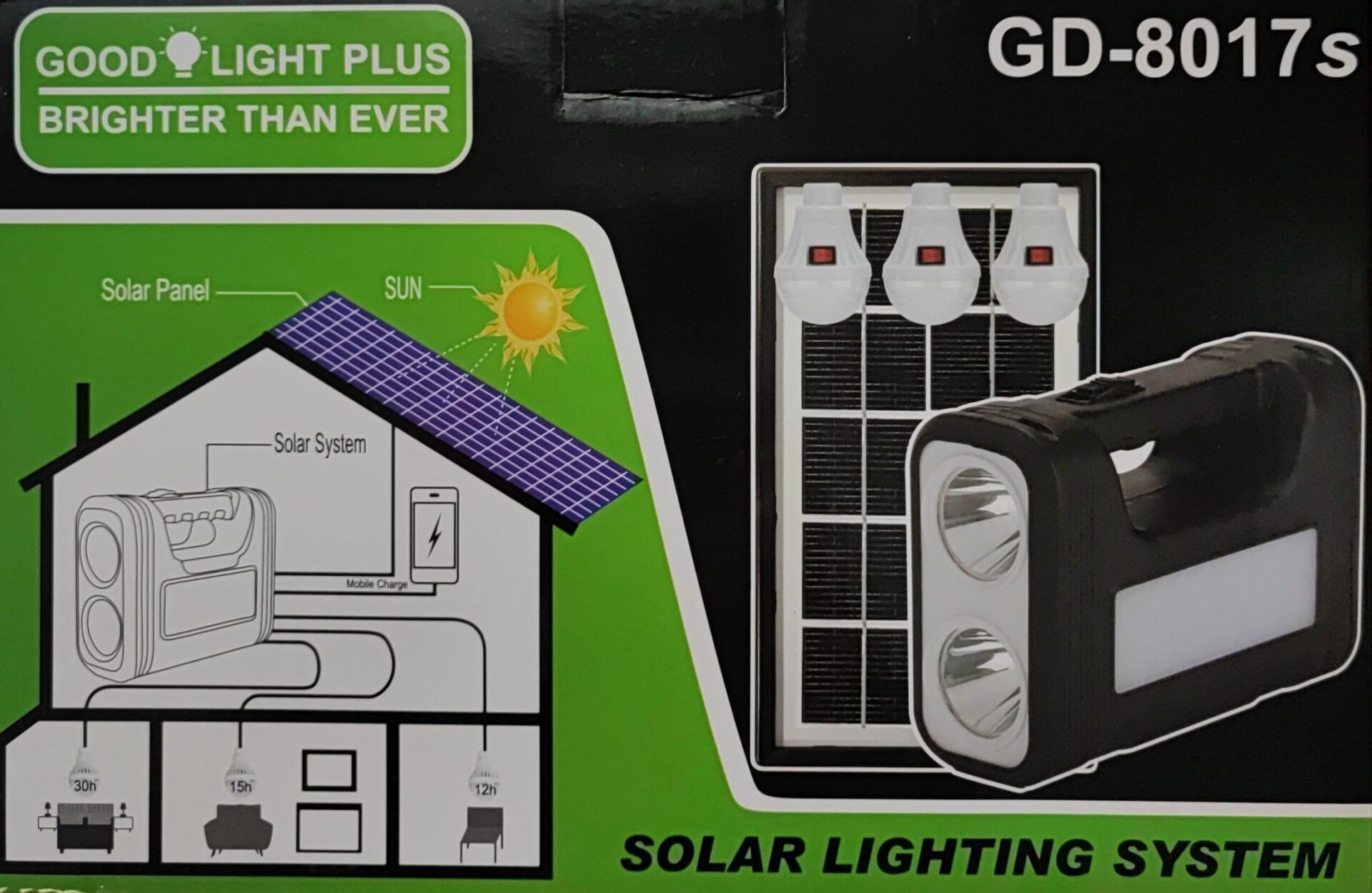 GD-8017S 3 LED Solar Portable Power Box Mobile Charger and Light_0