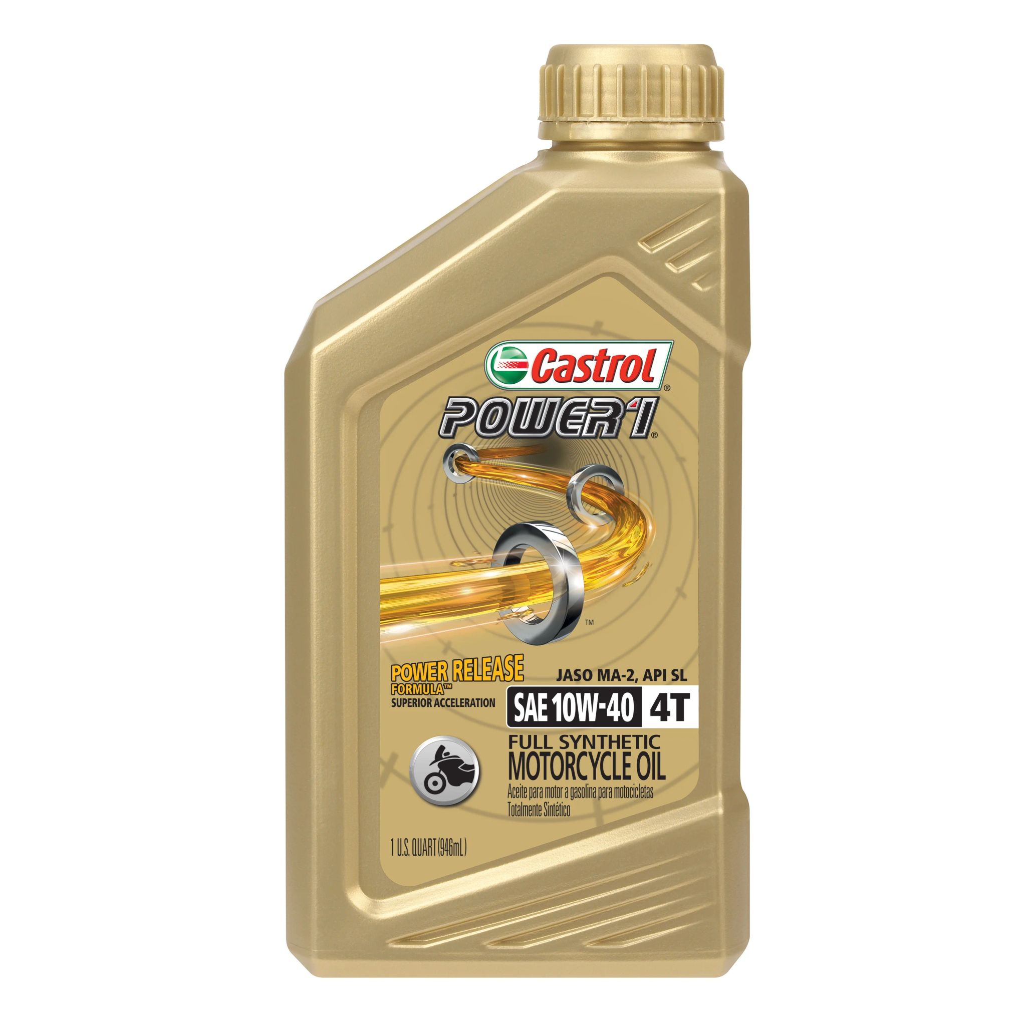 Castrol Power1 4T 10W-40 Full Synthetic Motorcycle Oil, Superior Acceleration, 1 QT_0