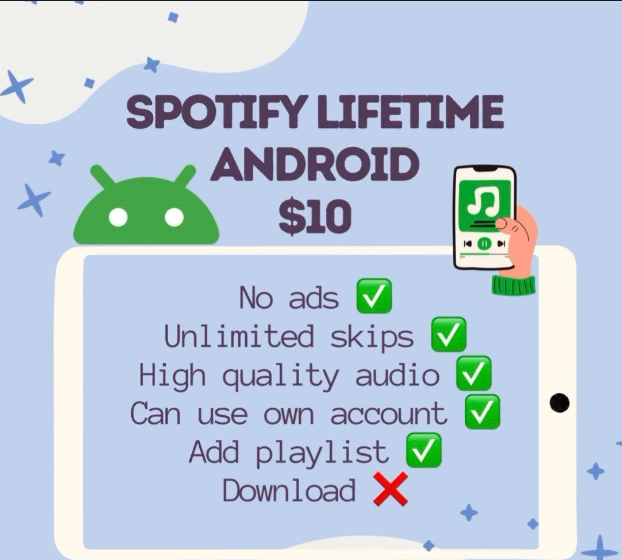 SPOTIFY ANDROID LIFETIME ( ONE TIME PAYMENT )_0