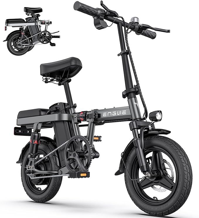 ENGWE T14 Folding Electric Bike 14'' Tires Portable E-bike, 48V 10Ah Removable Battery, 25 km/h Speed for Range of 30-70 km, City EBike for Adults Teens_0