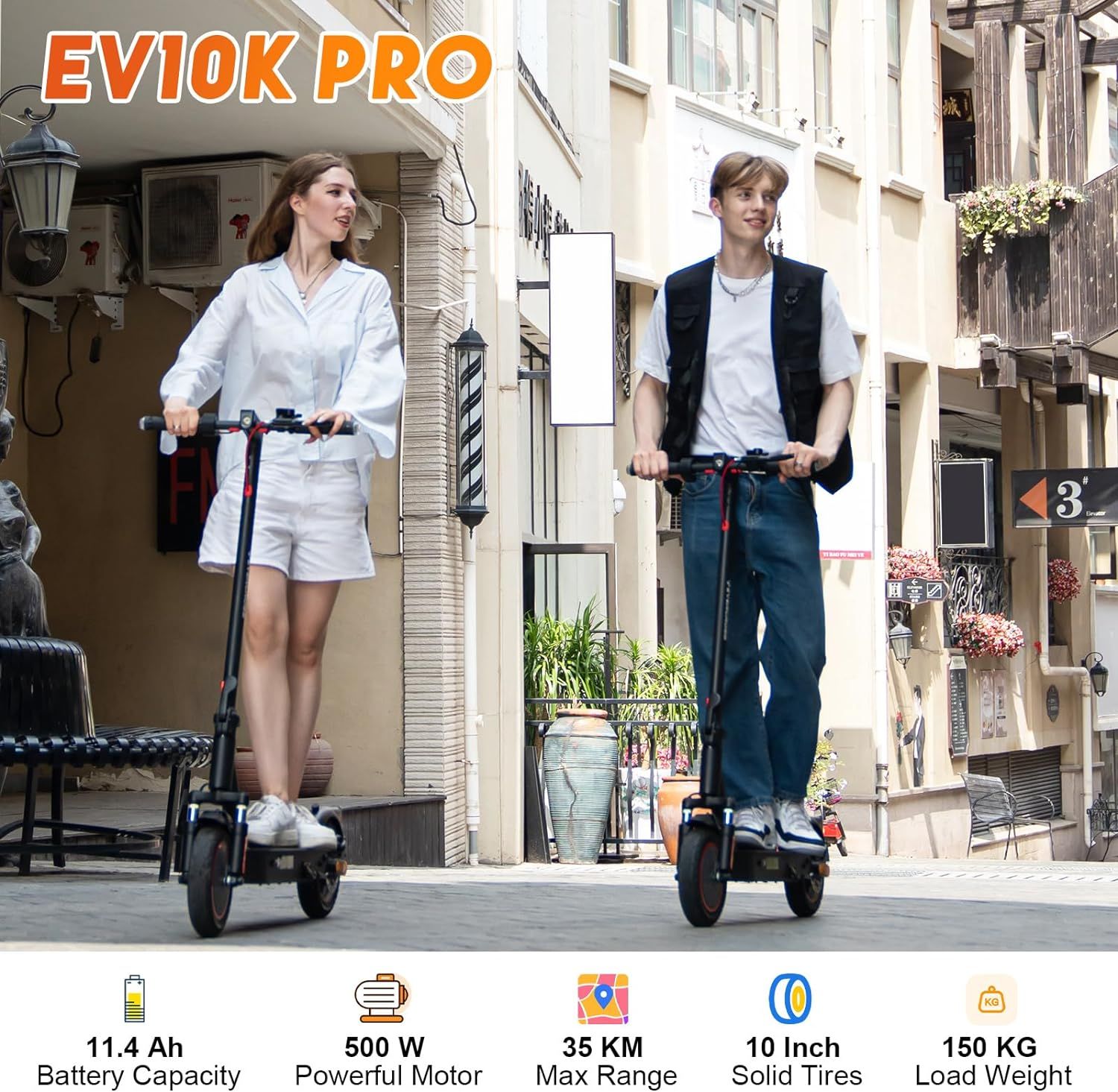 EVERCROSS EV10K PRO Electric Scooter App Control, 10'' Foldable 500W Electric Scooter Adults, E-Scooter with Battery 410WH, 3 Speed Modes, LED Display, Dual shock absorbers_1