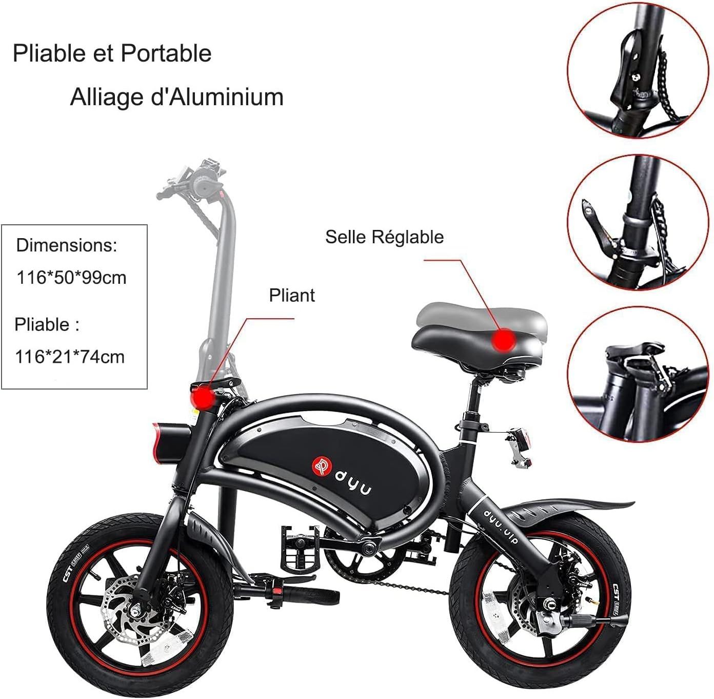 DYU D3F Folding Electric Bike - 14" Wheels, 250W Motor, 36V Battery_1