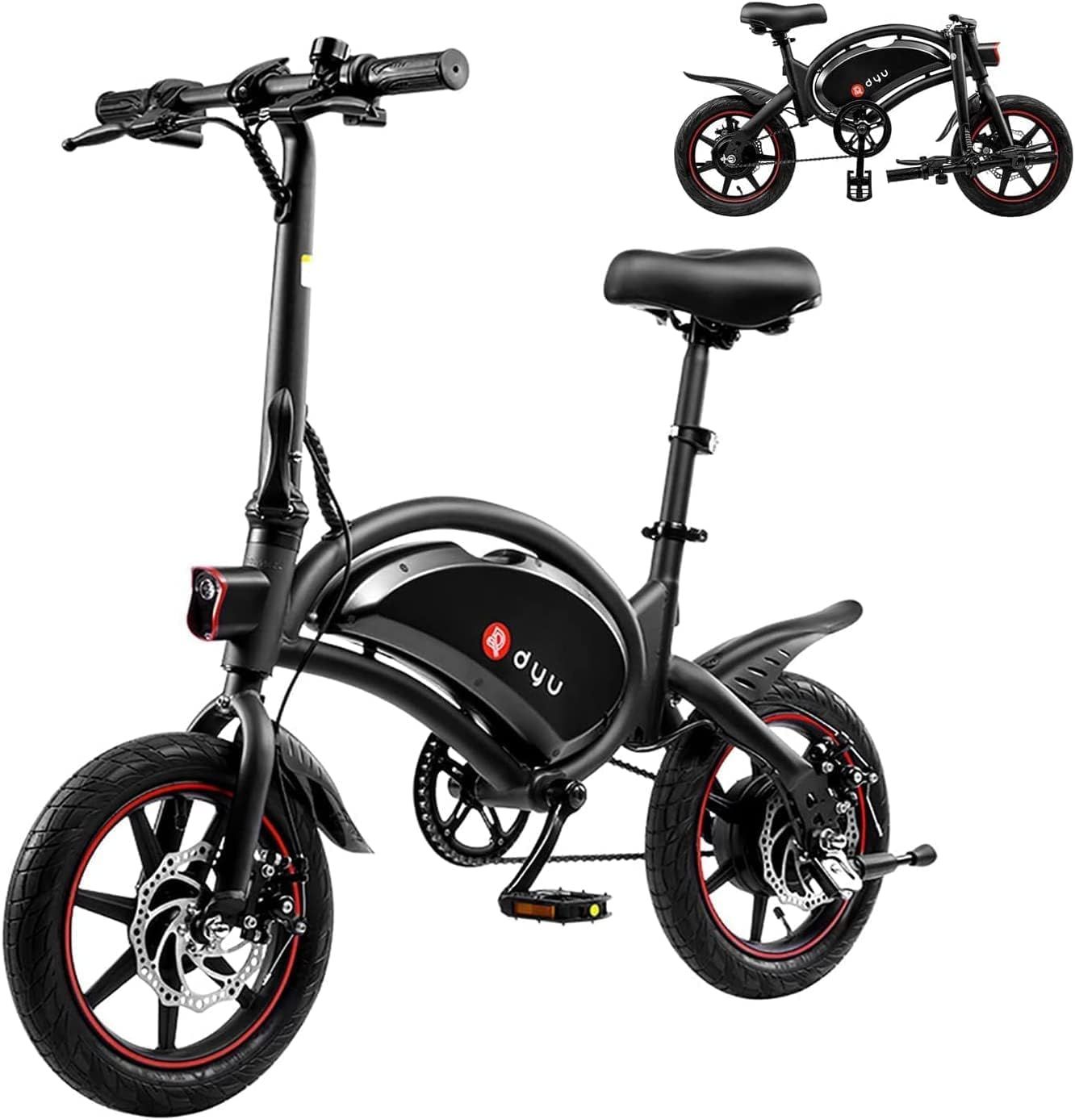 DYU D3F Folding Electric Bike - 14" Wheels, 250W Motor, 36V Battery_0