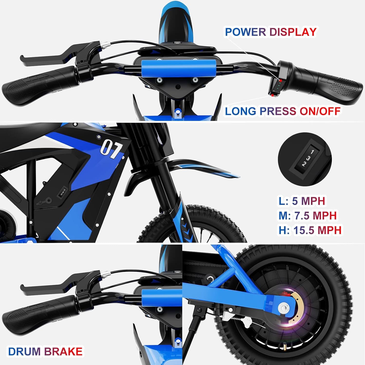 Electric Motorcycle EV12M w/Evercross Logo-300W Motor-36V/4AH-E-Bike for Kid_2