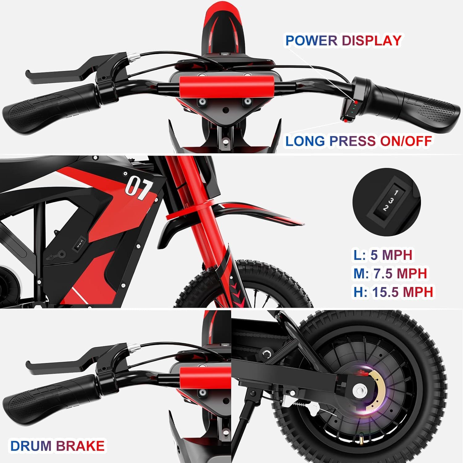 Electric Motorcycle EV12M w/Evercross Logo-300W Motor-36V/4AH-E-Bike for Kid_2