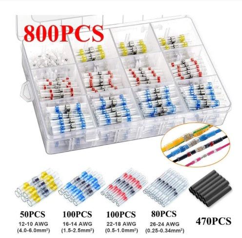 800Pcs Heat Shrink Butt Crimp Solder Seal Electrical Connectors_0