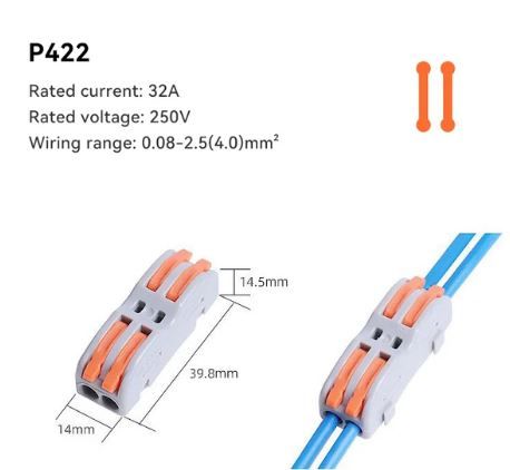 2 Pin Splitter Out Fast Push-in Electrical Connector Terminal Block_0