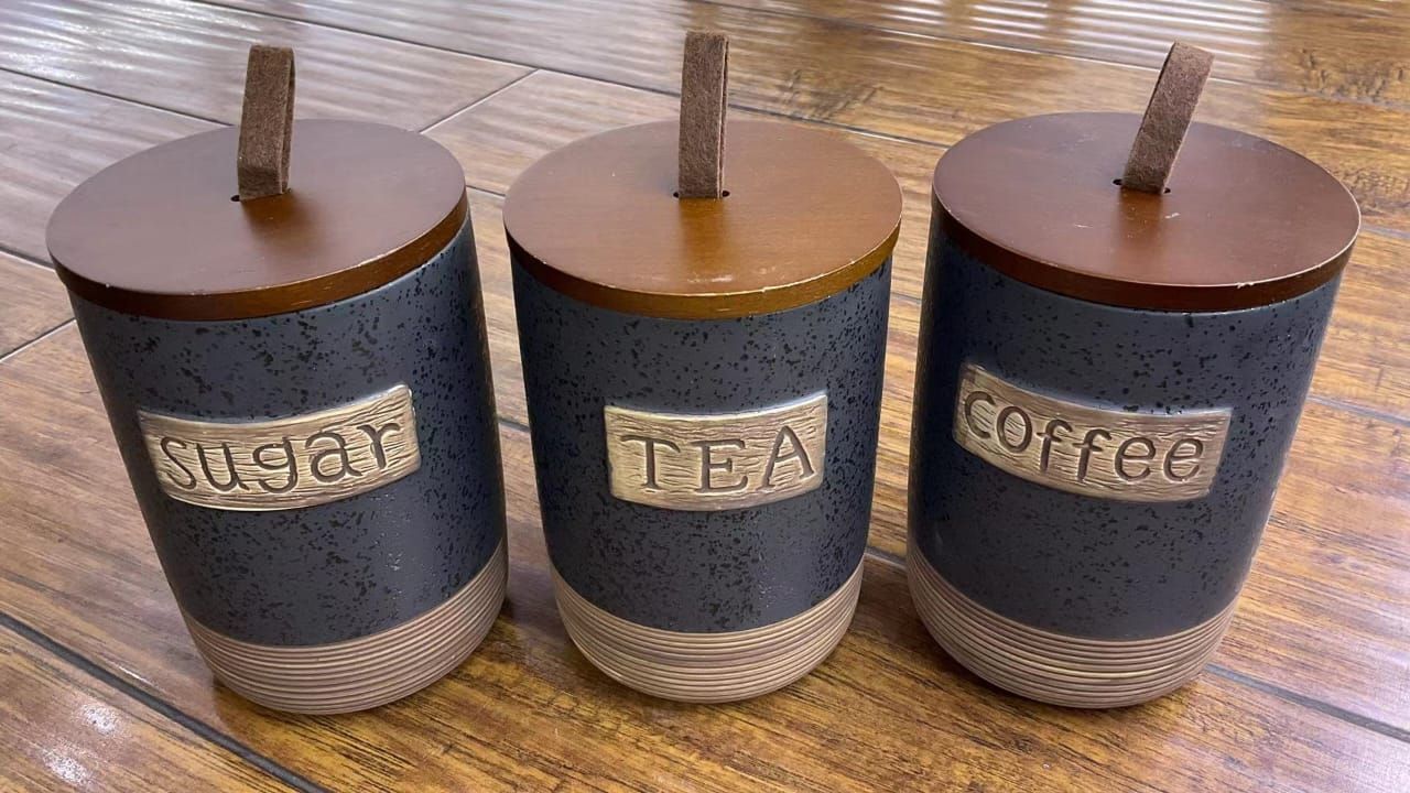 3pcs Airtight Farmhouse Canisters Set with Bamboo  Lid_0