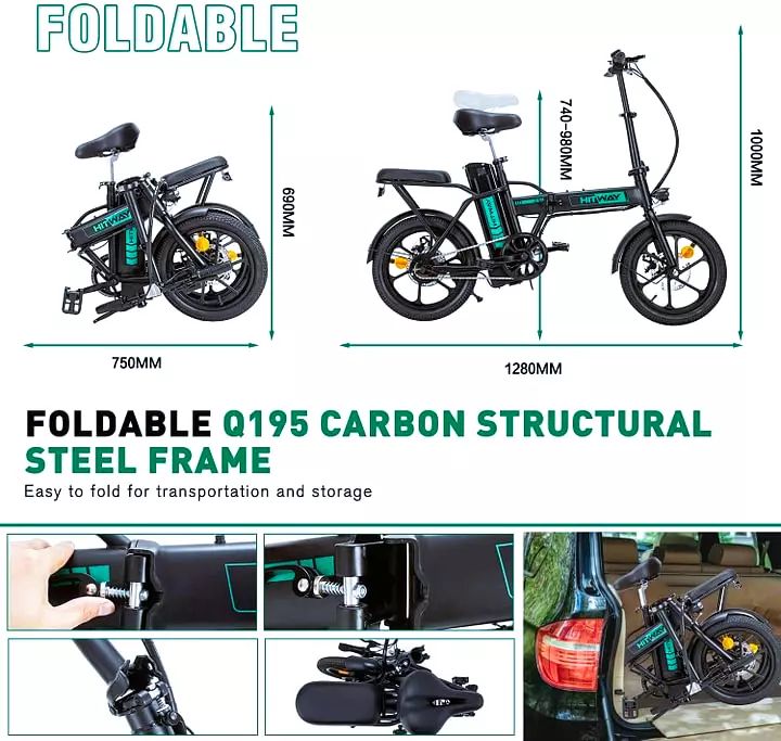 HITWAY Electric Bike Foldable 250W Motor, Range Up to 35-70Km_6