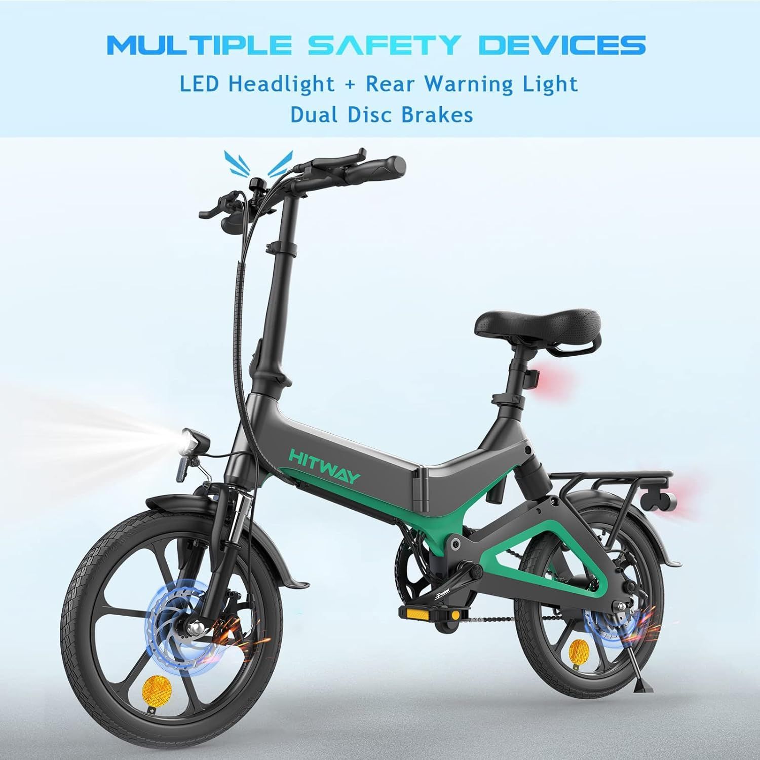 HITWAY Electric Bike 250W Foldable Pedal Assist E Bike with 7.8Ah Battery without accelerator, 16inch for Teenager and Adults_5