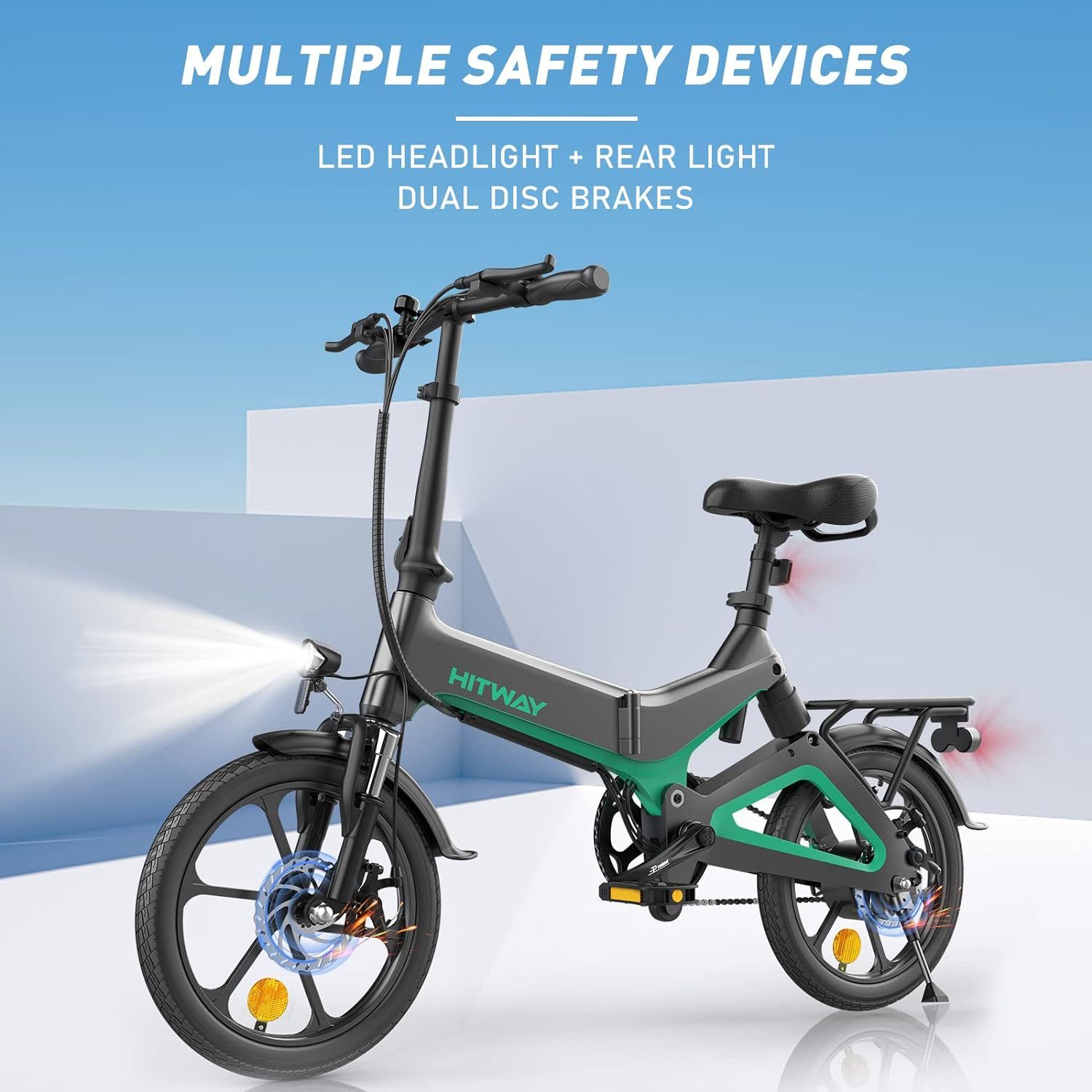 HITWAY Electric Bike 250W Foldable Pedal Assist E Bike with 7.8Ah Battery without accelerator, 16inch for Teenager and Adults_4