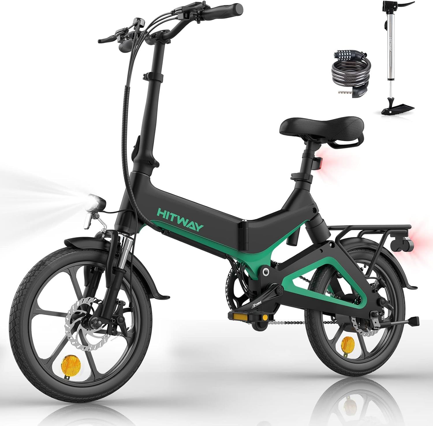 HITWAY Electric Bike 250W Foldable Pedal Assist E Bike with 7.8Ah Battery without accelerator, 16inch for Teenager and Adults_0