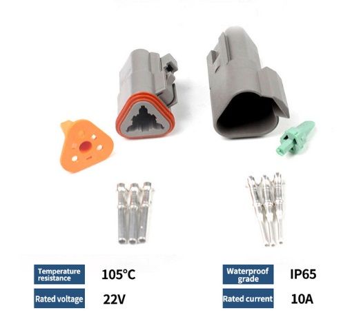 Reliable and Waterproof 3 Pin Deutsch Type Electrical Connector for Various Applications_0