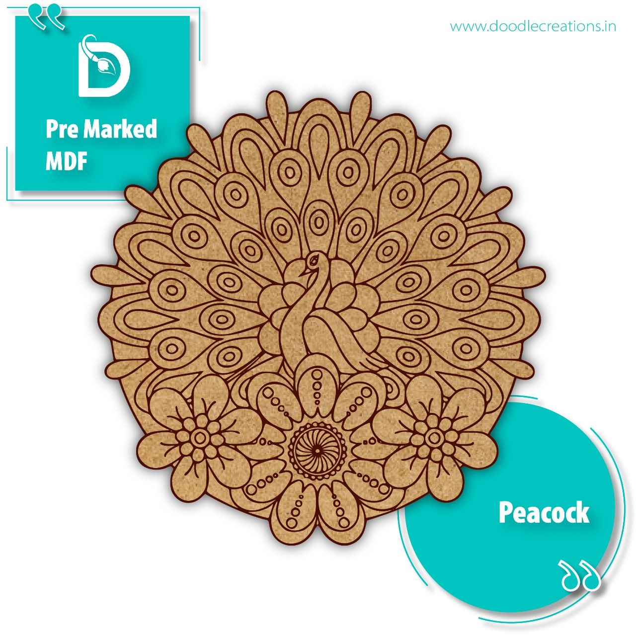 MDF Base - Mandala peacock_0